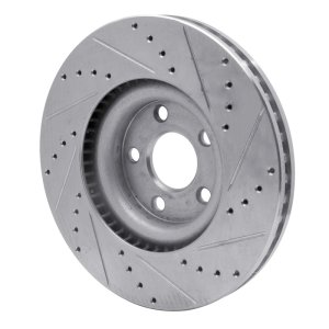 Ford Edge Brake Rotor (1) - Front Left - R1 Concepts - Drilled & Slotted - Silver - `15-`20
